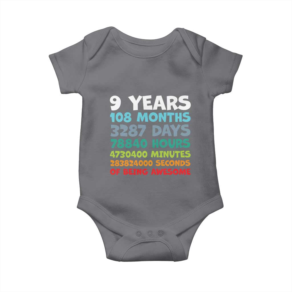 9 Year Old Bday Baby Onesie Son Boy 9yr 9th Birthday Gifts TS10 Charcoal Print Your Wear