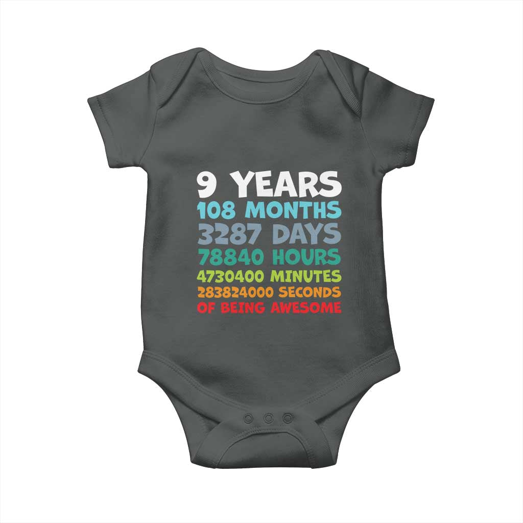 9 Year Old Bday Baby Onesie Son Boy 9yr 9th Birthday Gifts TS10 Dark Heather Print Your Wear
