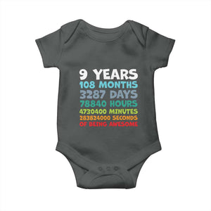 9 Year Old Bday Baby Onesie Son Boy 9yr 9th Birthday Gifts TS10 Dark Heather Print Your Wear
