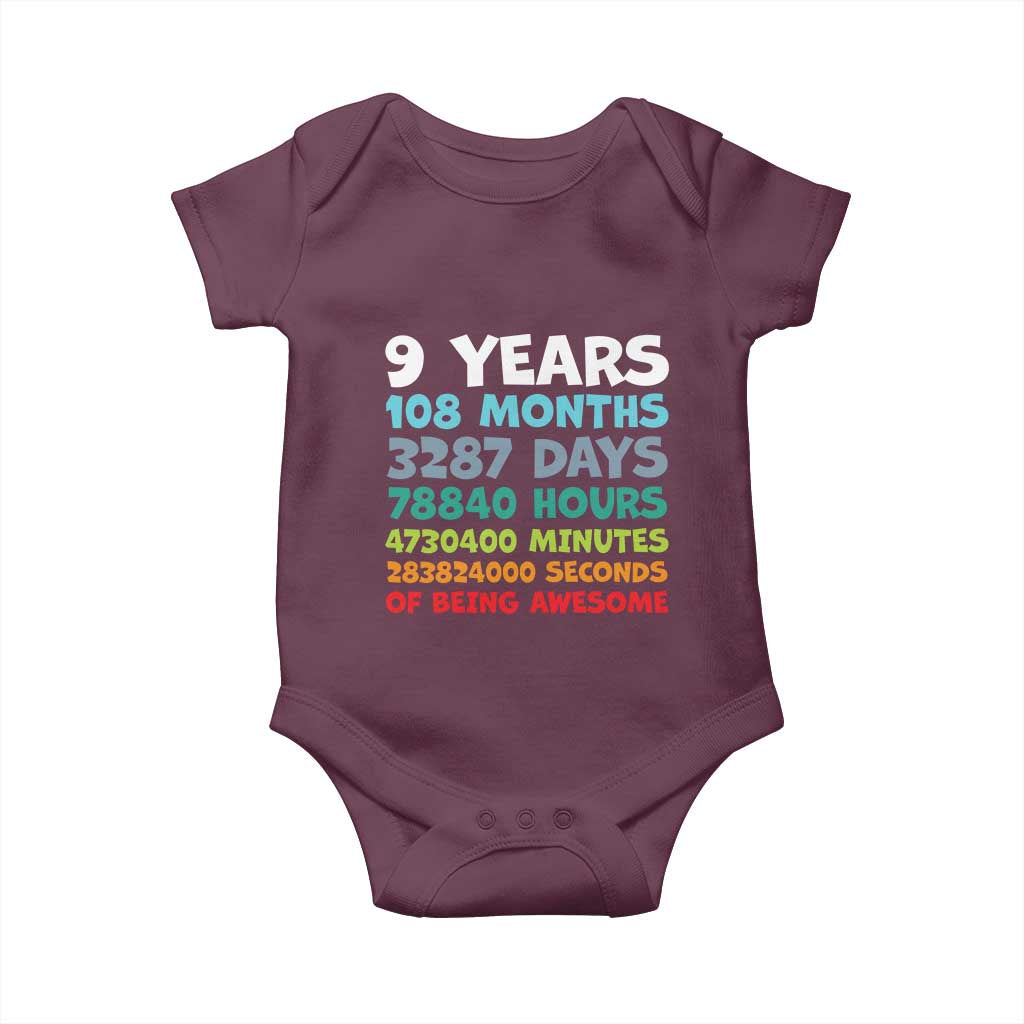 9 Year Old Bday Baby Onesie Son Boy 9yr 9th Birthday Gifts TS10 Maroon Print Your Wear