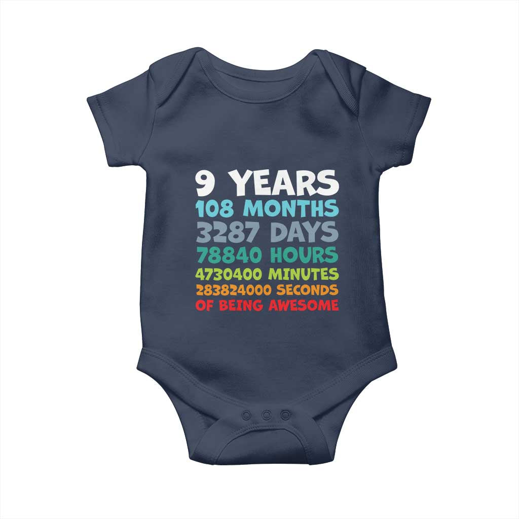 9 Year Old Bday Baby Onesie Son Boy 9yr 9th Birthday Gifts TS10 Navy Print Your Wear