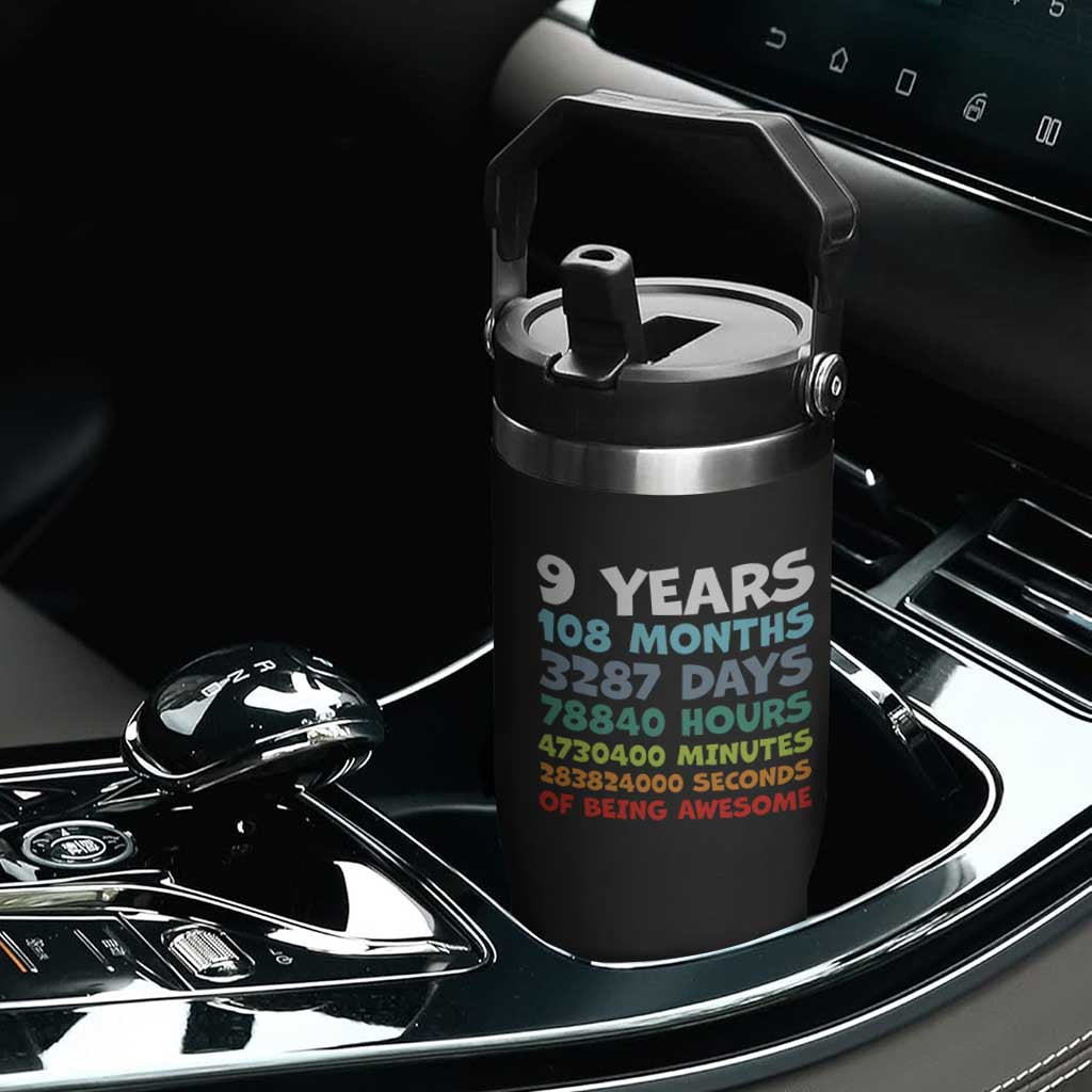9 Year Old Bday Flip Straw Tumbler Son Boy 9yr 9th Birthday Gifts TS10 Print Your Wear