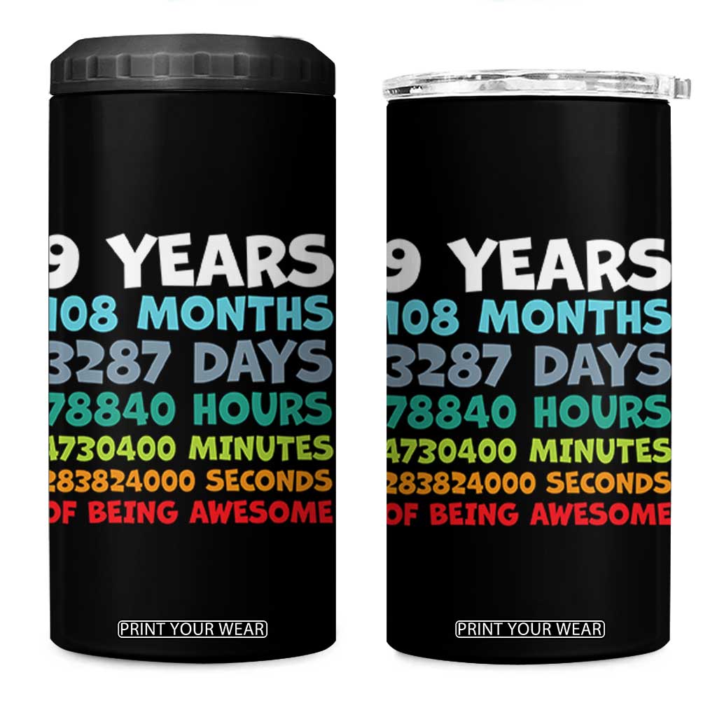 9 Year Old Bday 4 in 1 Can Cooler Tumbler Son Boy 9yr 9th Birthday Gifts TS10 One Size: 16 oz Black Print Your Wear