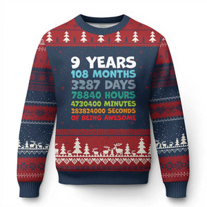 9 Year Old Bday Ugly Christmas Sweater Son Boy 9yr 9th Birthday Gifts TS10 Navy Red Print Your Wear