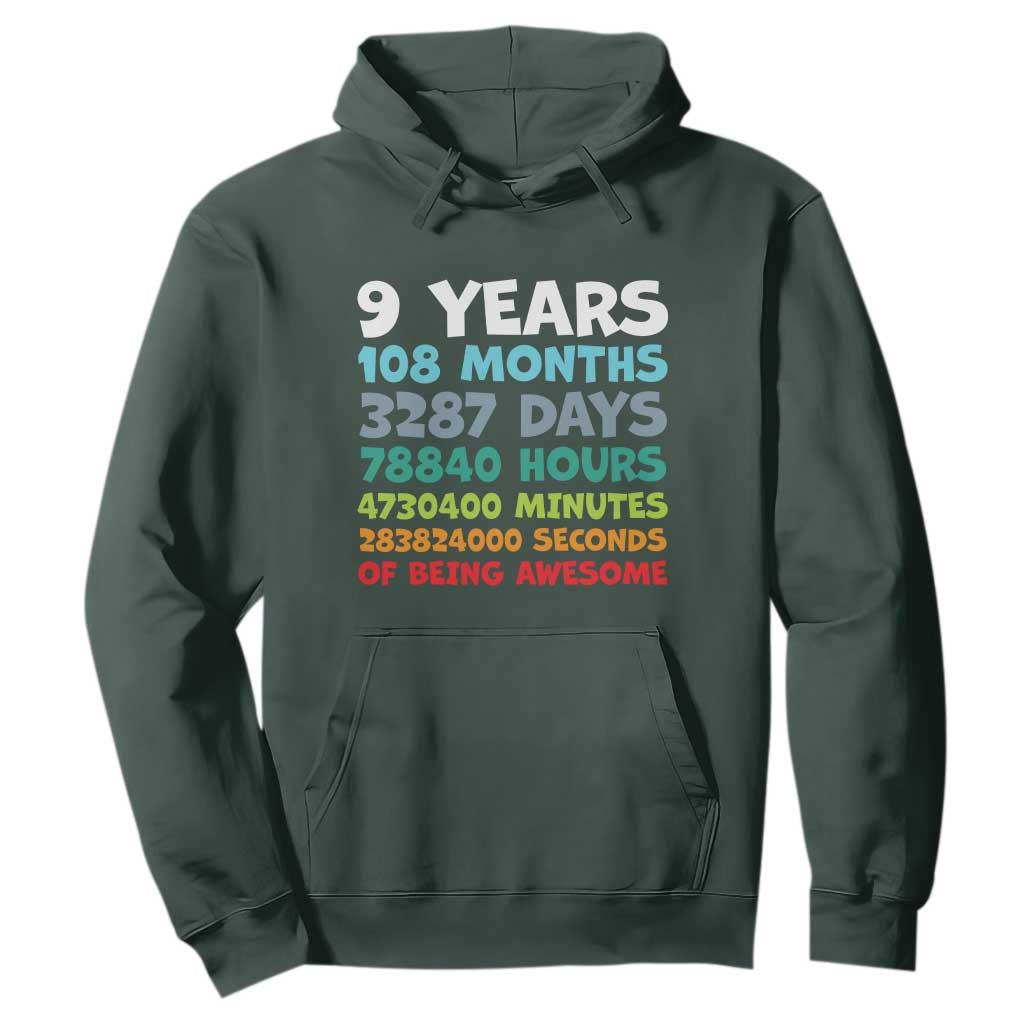 9 Year Old Bday Hoodie Son Boy 9yr 9th Birthday Gifts TS10 Dark Forest Green Print Your Wear