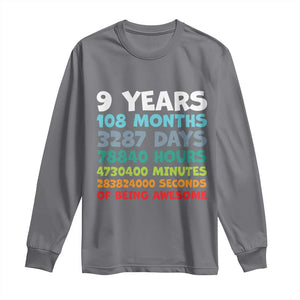 9 Year Old Bday Long Sleeve Shirt Son Boy 9yr 9th Birthday Gifts TS10 Charcoal Print Your Wear