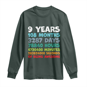9 Year Old Bday Long Sleeve Shirt Son Boy 9yr 9th Birthday Gifts TS10 Dark Forest Green Print Your Wear