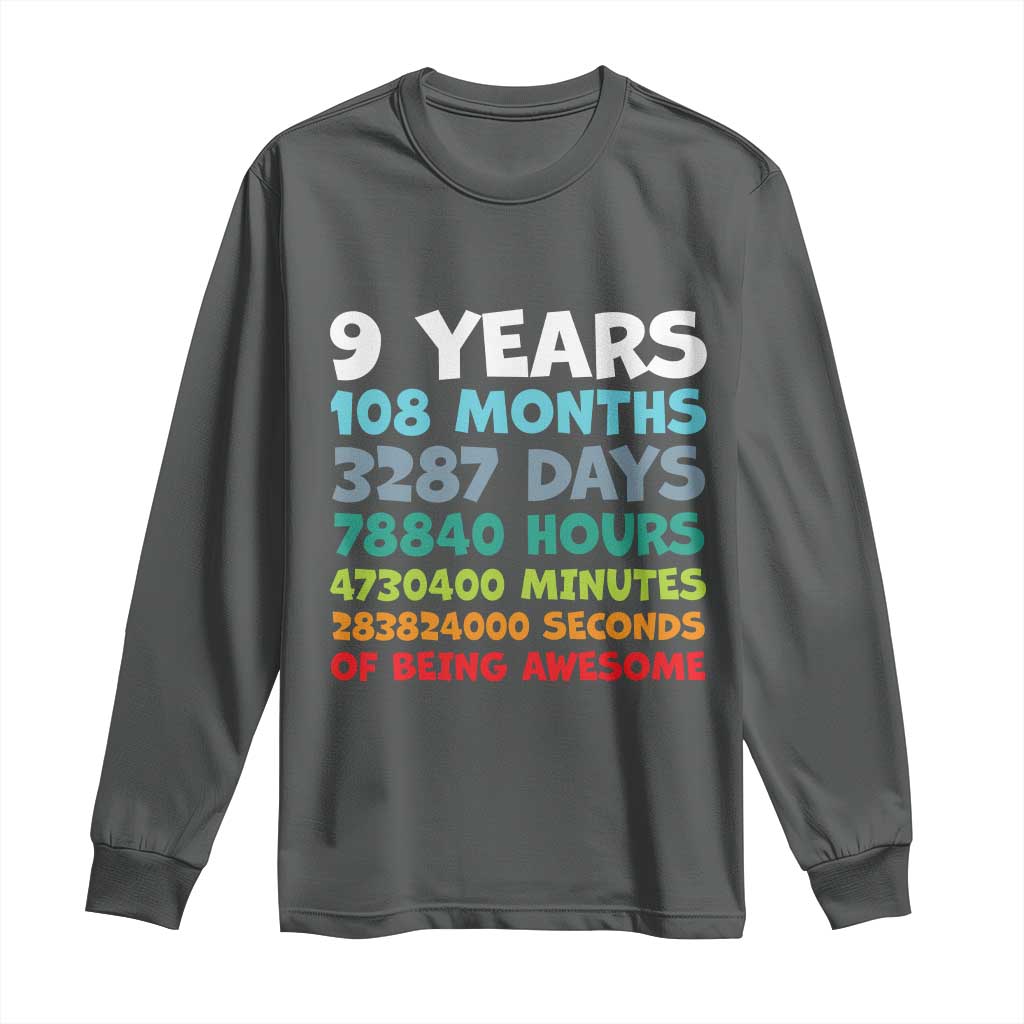 9 Year Old Bday Long Sleeve Shirt Son Boy 9yr 9th Birthday Gifts TS10 Dark Heather Print Your Wear