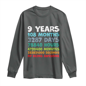9 Year Old Bday Long Sleeve Shirt Son Boy 9yr 9th Birthday Gifts TS10 Dark Heather Print Your Wear