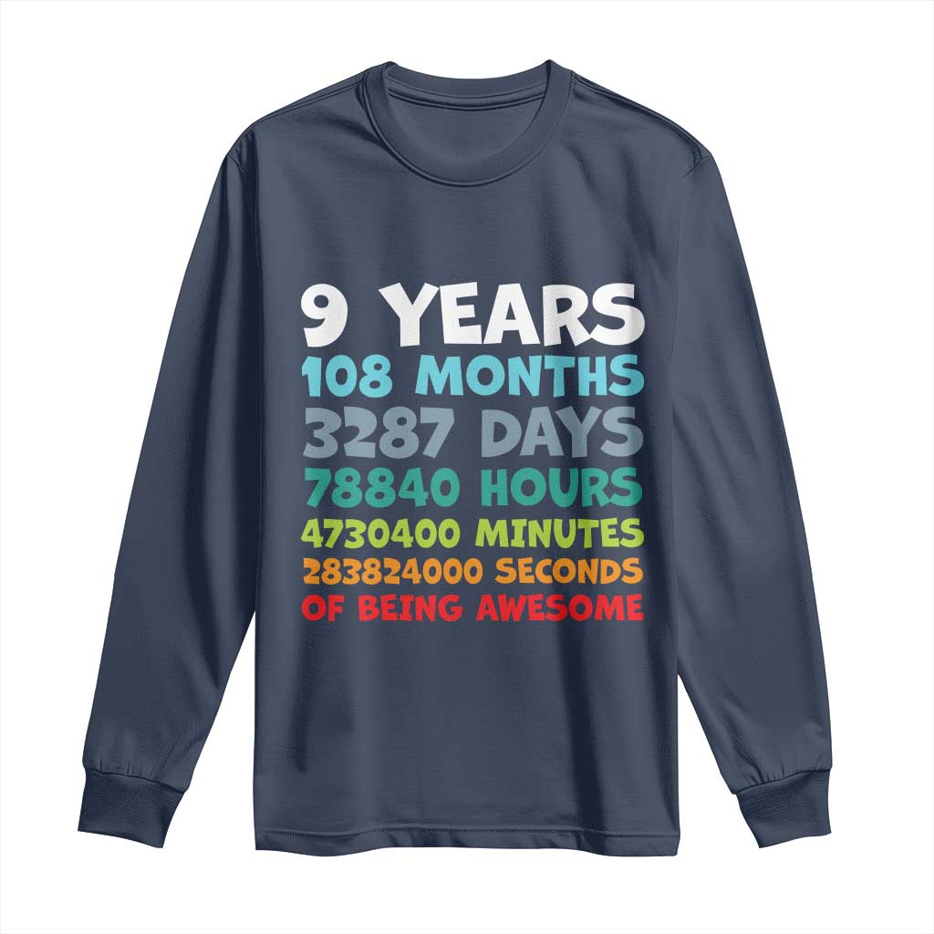 9 Year Old Bday Long Sleeve Shirt Son Boy 9yr 9th Birthday Gifts TS10 Navy Print Your Wear