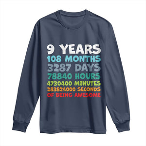 9 Year Old Bday Long Sleeve Shirt Son Boy 9yr 9th Birthday Gifts TS10 Navy Print Your Wear