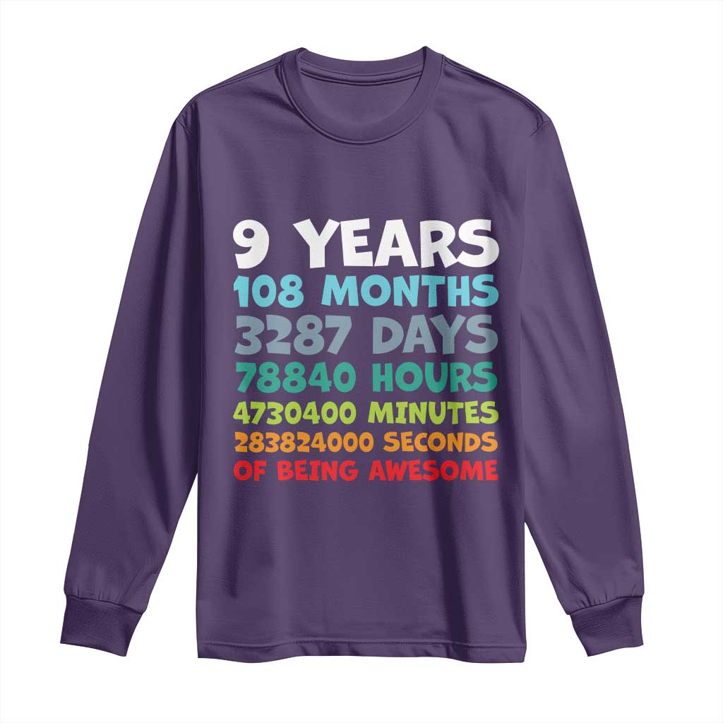 9 Year Old Bday Long Sleeve Shirt Son Boy 9yr 9th Birthday Gifts TS10 Purple Print Your Wear