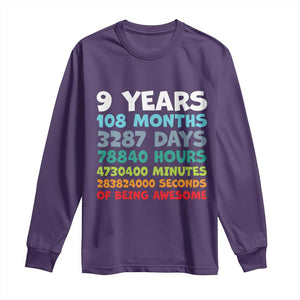 9 Year Old Bday Long Sleeve Shirt Son Boy 9yr 9th Birthday Gifts TS10 Purple Print Your Wear