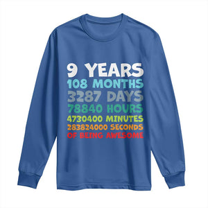 9 Year Old Bday Long Sleeve Shirt Son Boy 9yr 9th Birthday Gifts TS10 Royal Blue Print Your Wear