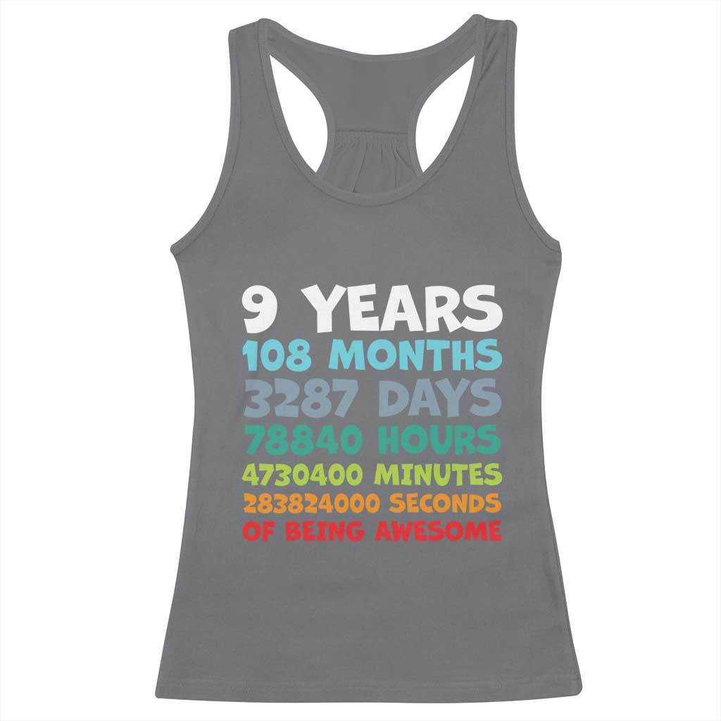 9 Year Old Bday Racerback Tank Top Son Boy 9yr 9th Birthday Gifts TS10 Charcoal Print Your Wear