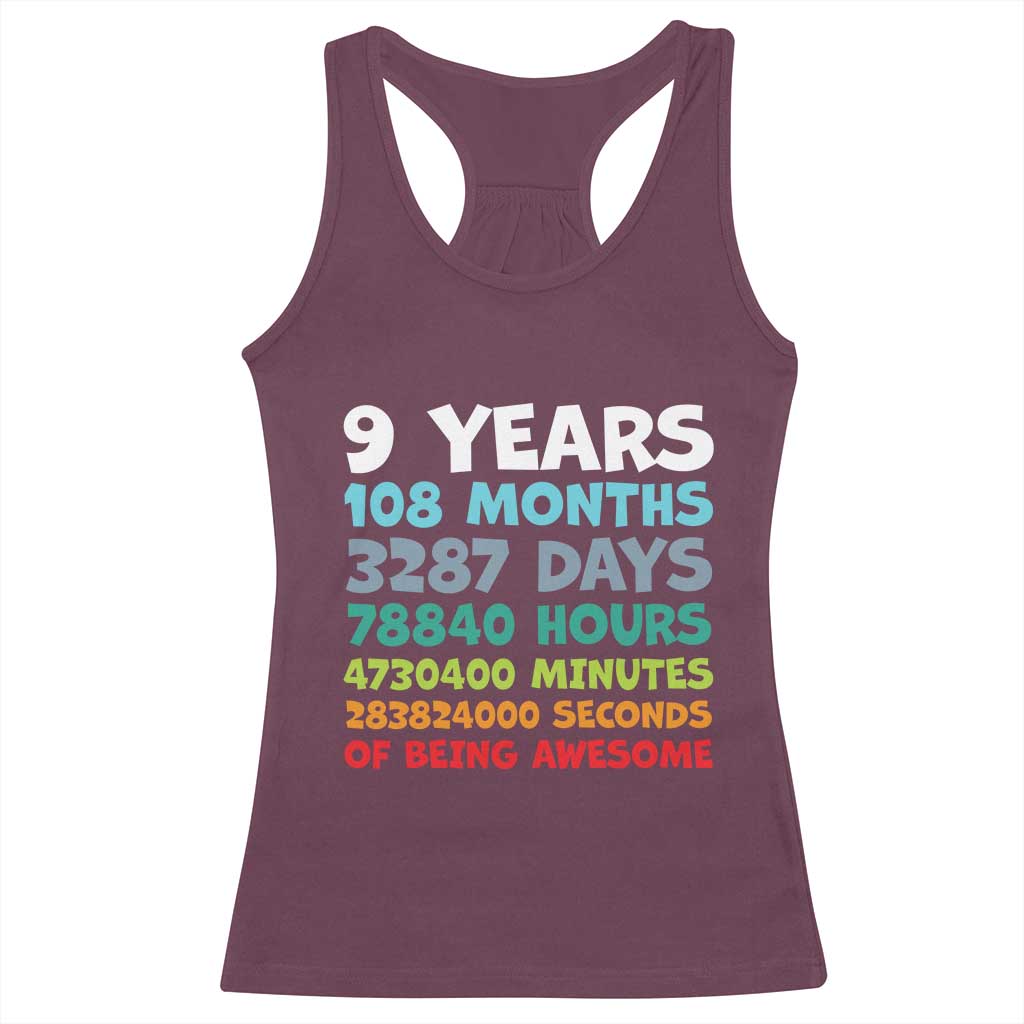 9 Year Old Bday Racerback Tank Top Son Boy 9yr 9th Birthday Gifts TS10 Maroon Print Your Wear