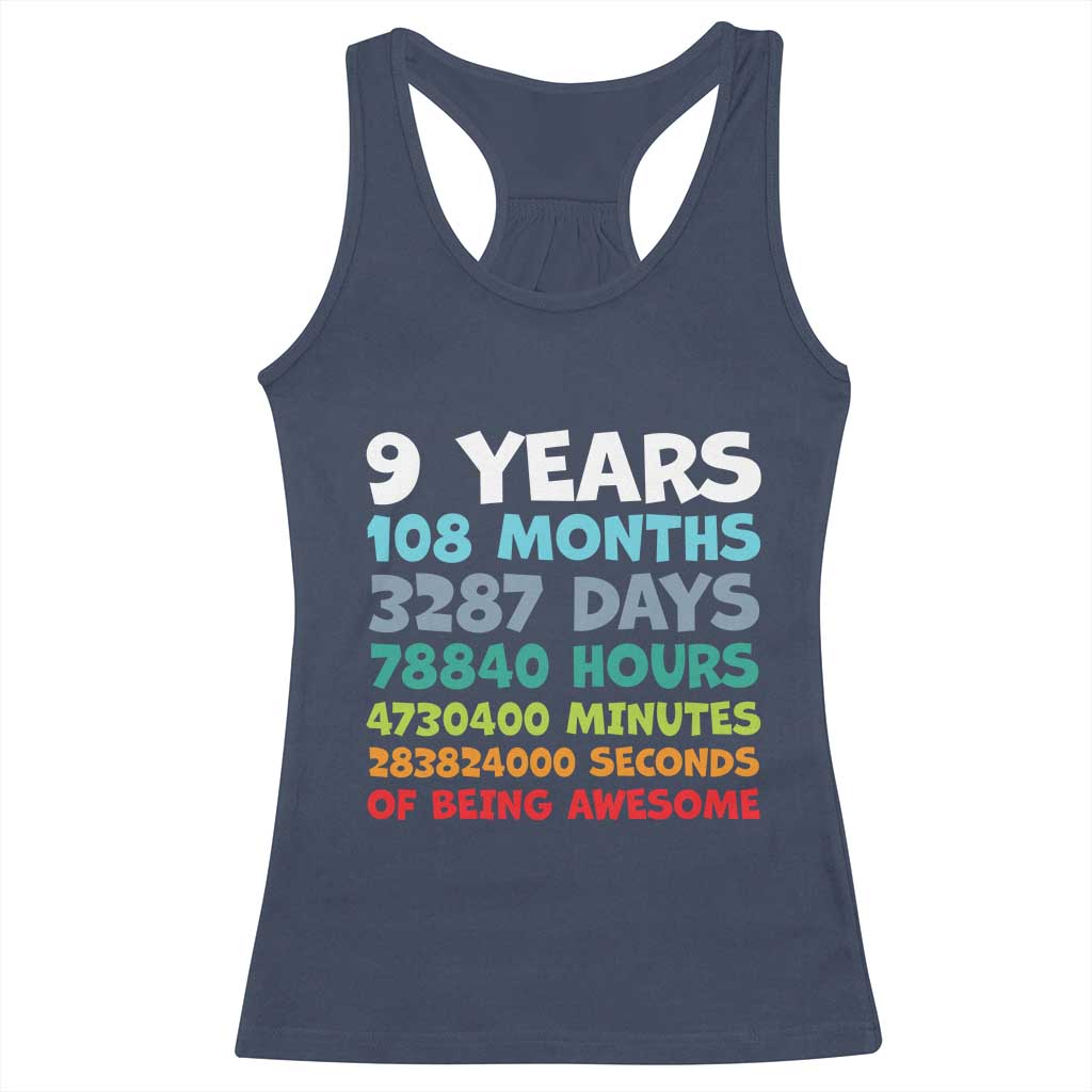 9 Year Old Bday Racerback Tank Top Son Boy 9yr 9th Birthday Gifts TS10 Navy Print Your Wear