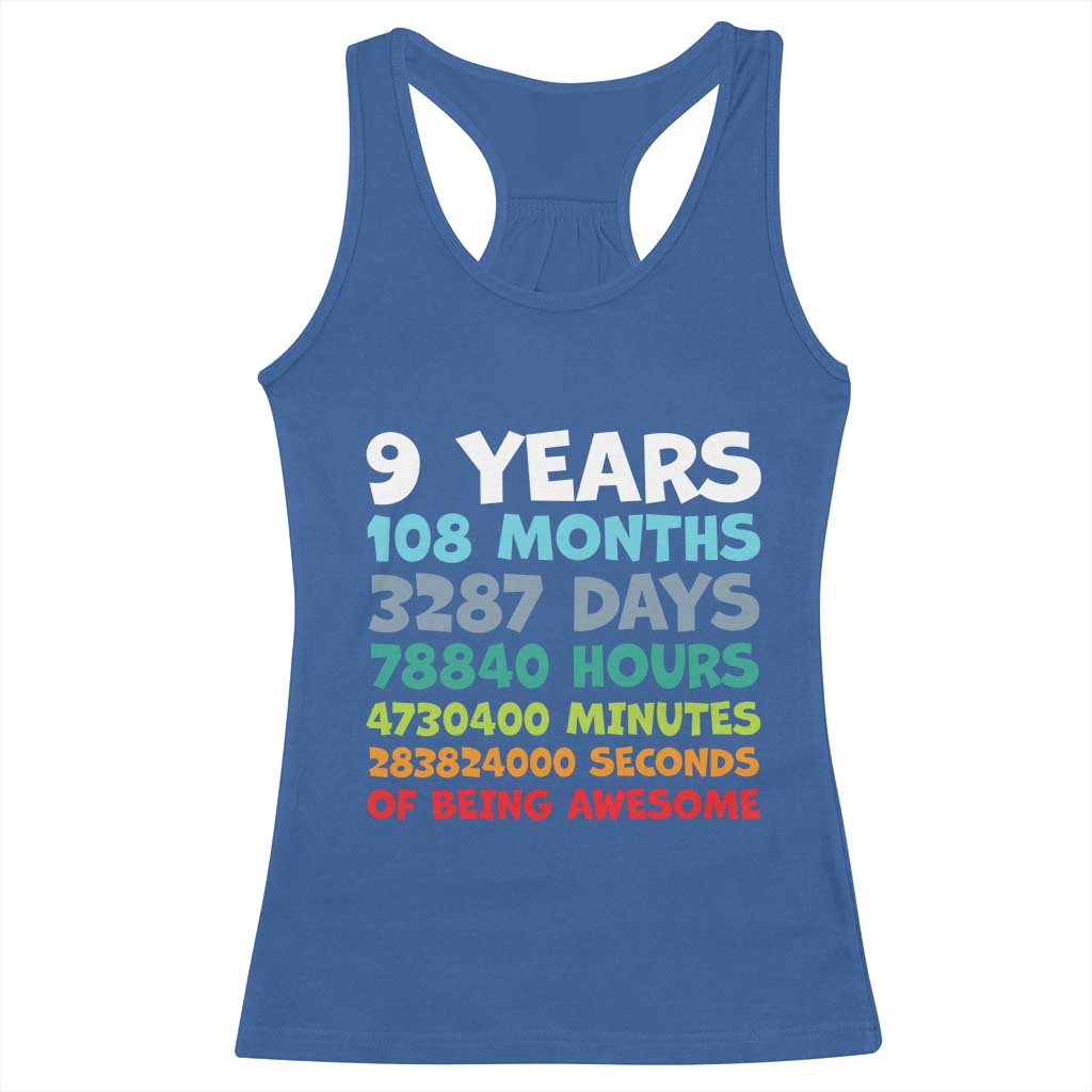 9 Year Old Bday Racerback Tank Top Son Boy 9yr 9th Birthday Gifts TS10 Royal Blue Print Your Wear