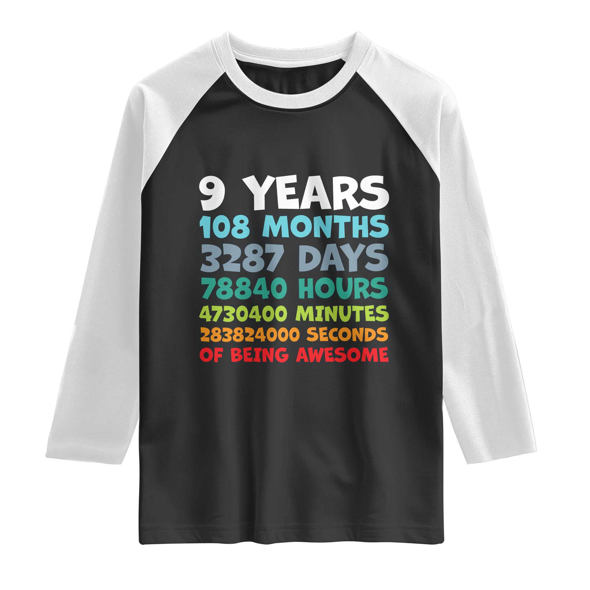 9 Year Old Bday Raglan Shirt Son Boy 9yr 9th Birthday Gifts TS10 Black White Print Your Wear