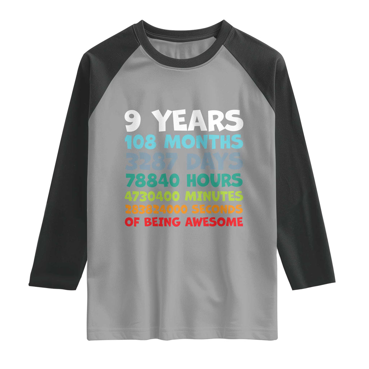 9 Year Old Bday Raglan Shirt Son Boy 9yr 9th Birthday Gifts TS10 Sport Gray Black Print Your Wear