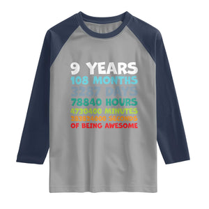 9 Year Old Bday Raglan Shirt Son Boy 9yr 9th Birthday Gifts TS10 Sport Gray Navy Print Your Wear