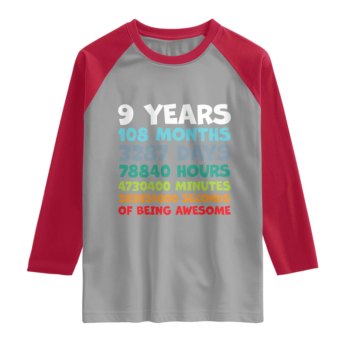 9 Year Old Bday Raglan Shirt Son Boy 9yr 9th Birthday Gifts TS10 Sport Gray Red Print Your Wear