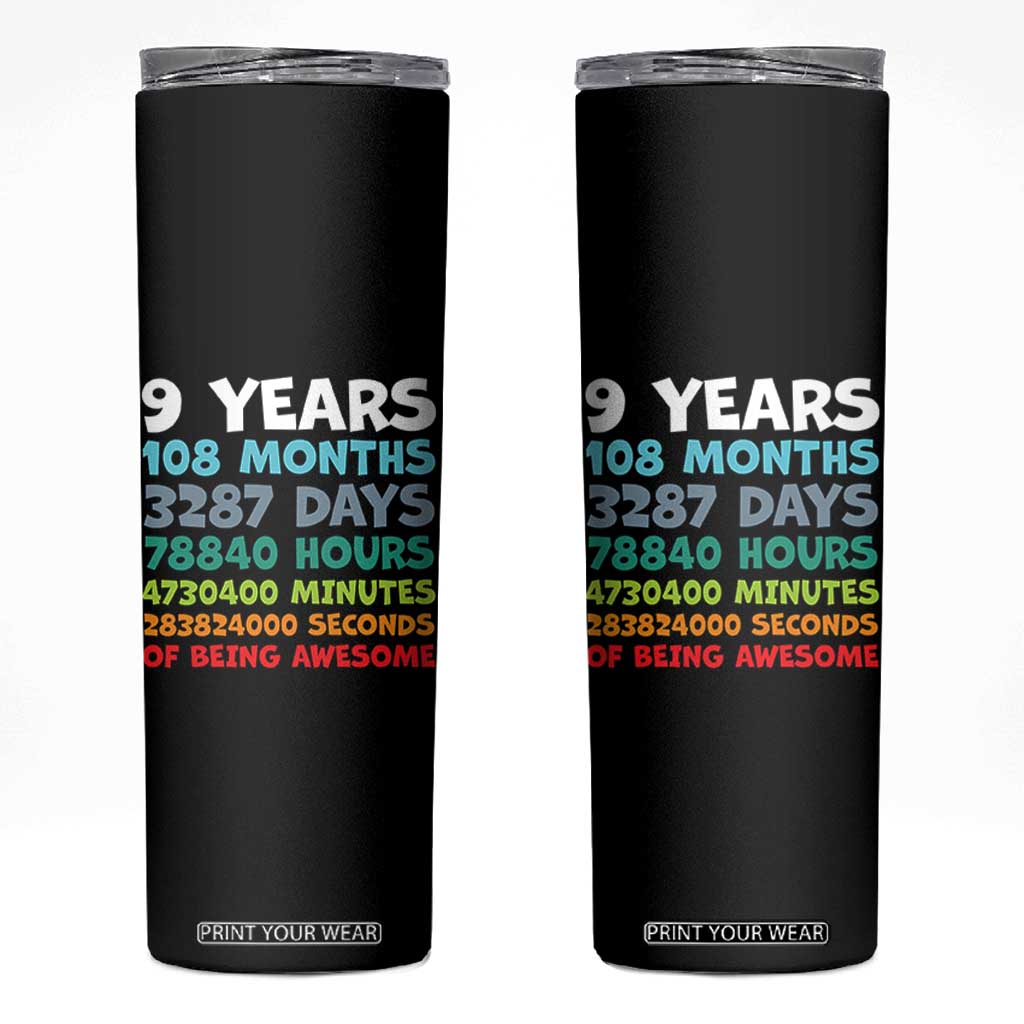 9 Year Old Bday Skinny Tumbler Son Boy 9yr 9th Birthday Gifts TS10 Black Print Your Wear