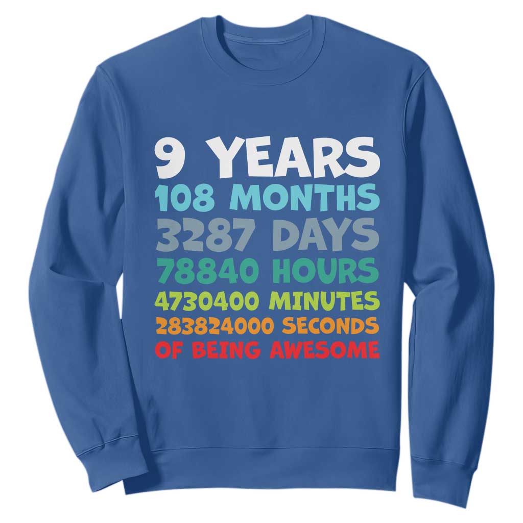 9 Year Old Bday Sweatshirt Son Boy 9yr 9th Birthday Gifts TS10 Royal Blue Print Your Wear
