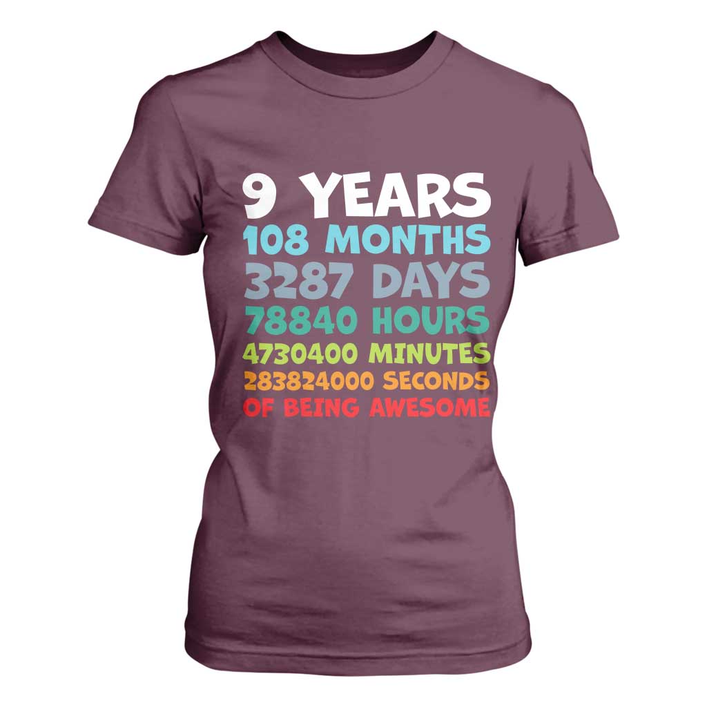 9 Year Old Bday T Shirt For Women Son Boy 9yr 9th Birthday Gifts TS10 Maroon Print Your Wear