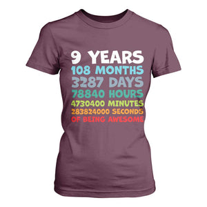 9 Year Old Bday T Shirt For Women Son Boy 9yr 9th Birthday Gifts TS10 Maroon Print Your Wear
