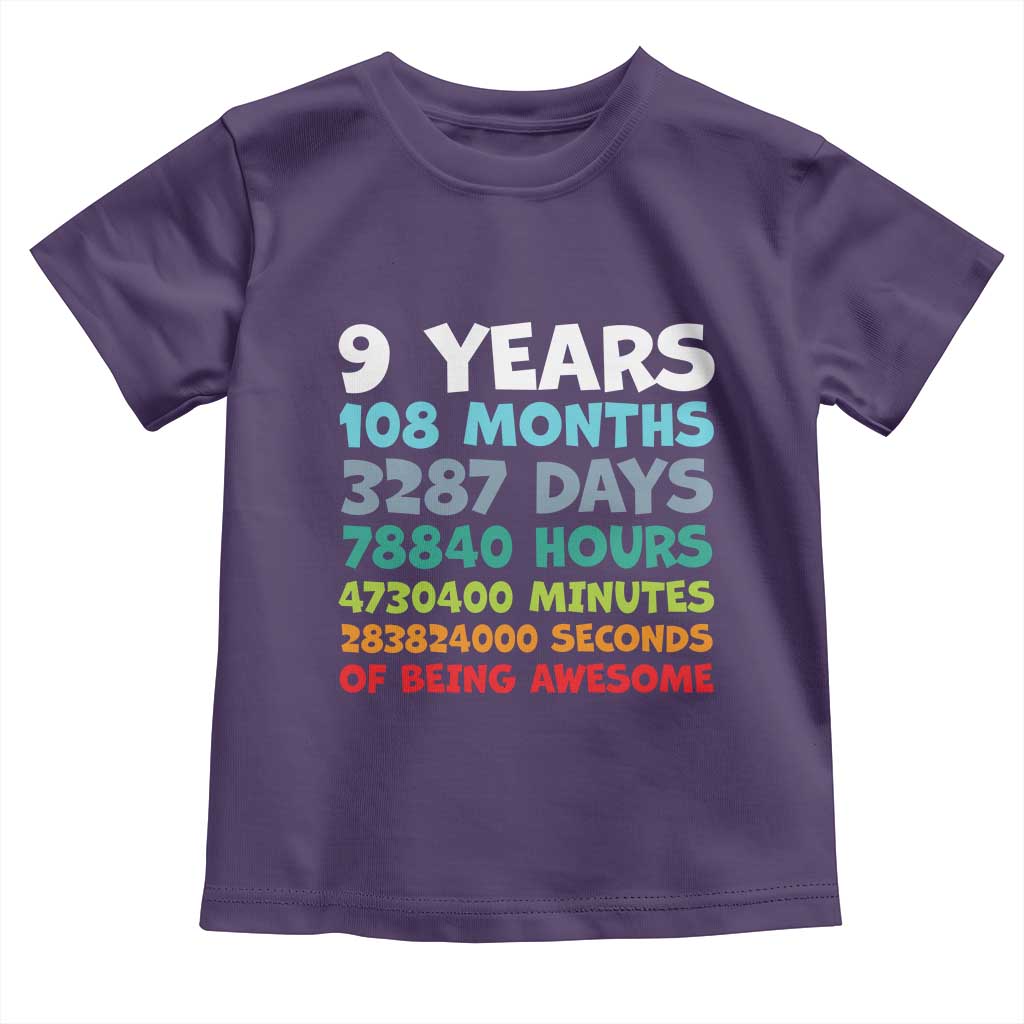 9 Year Old Bday Toddler T Shirt Son Boy 9yr 9th Birthday Gifts TS10 Purple Print Your Wear