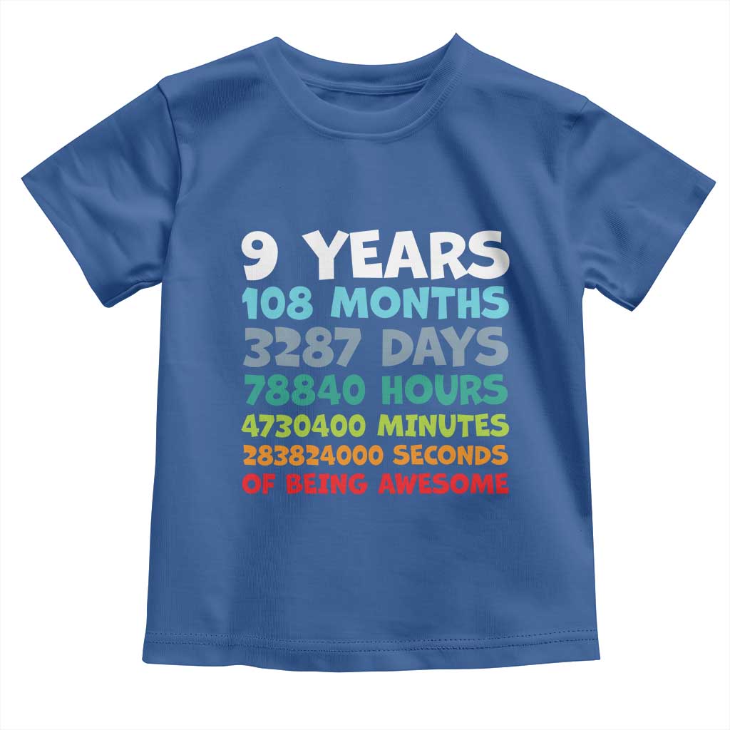 9 Year Old Bday Toddler T Shirt Son Boy 9yr 9th Birthday Gifts TS10 Royal Blue Print Your Wear