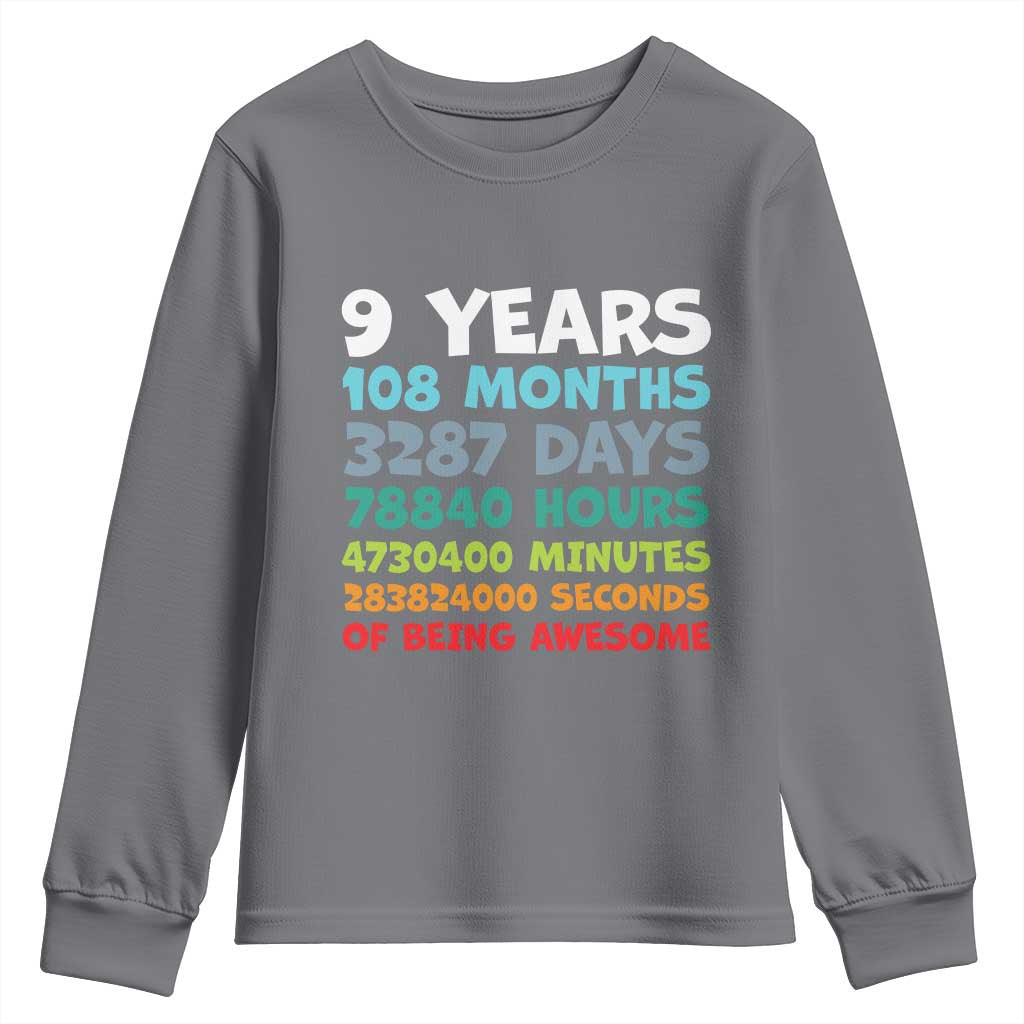 9 Year Old Bday Youth Sweatshirt Son Boy 9yr 9th Birthday Gifts TS10 Charcoal Print Your Wear