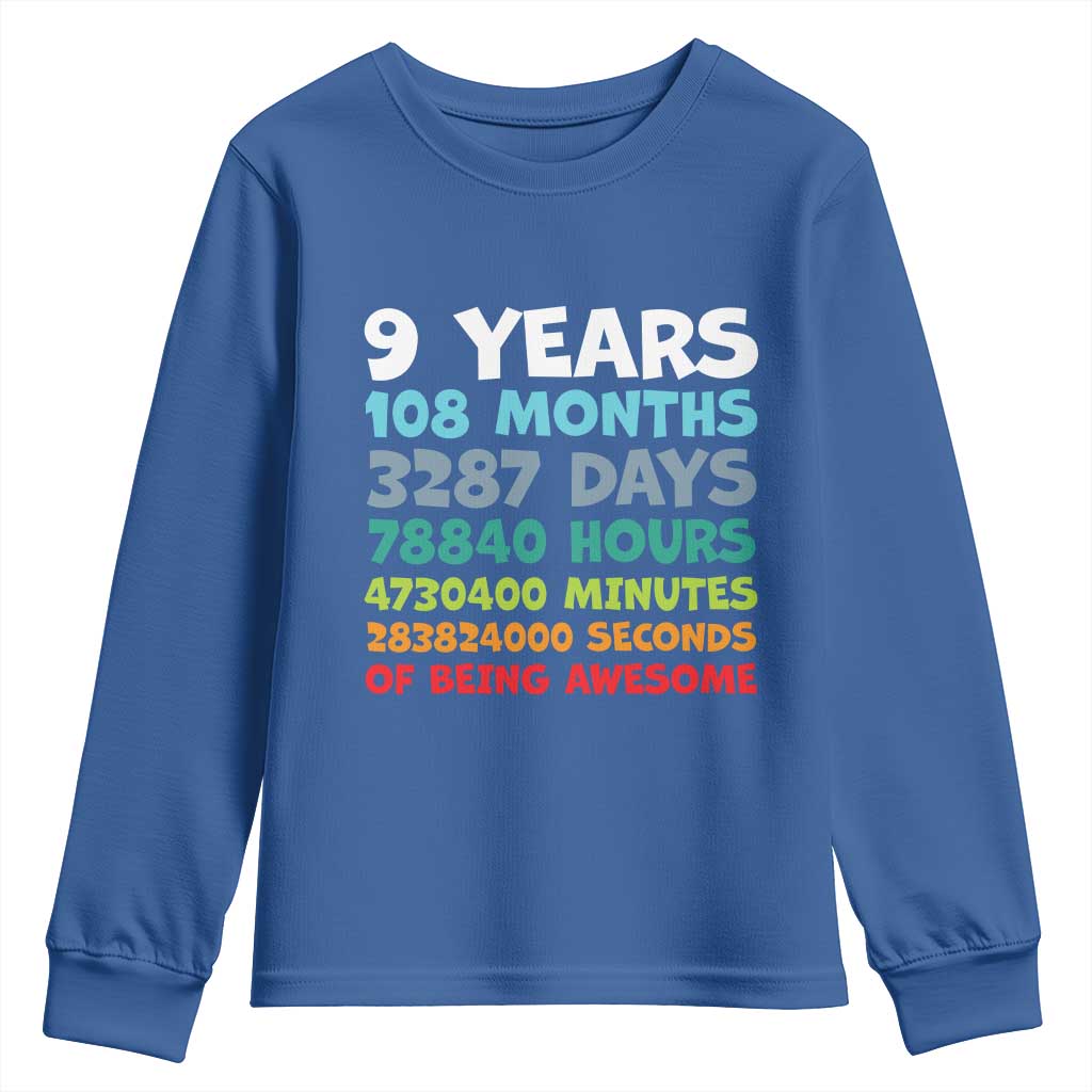 9 Year Old Bday Youth Sweatshirt Son Boy 9yr 9th Birthday Gifts TS10 Royal Blue Print Your Wear