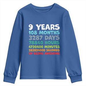 9 Year Old Bday Youth Sweatshirt Son Boy 9yr 9th Birthday Gifts TS10 Royal Blue Print Your Wear