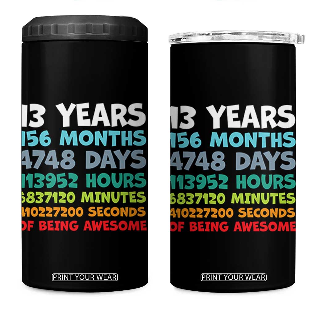 13th Birthday 4 in 1 Can Cooler Tumbler 13 Year Old Bday Gifts Son Boy 13yr TS10 One Size: 16 oz Black Print Your Wear
