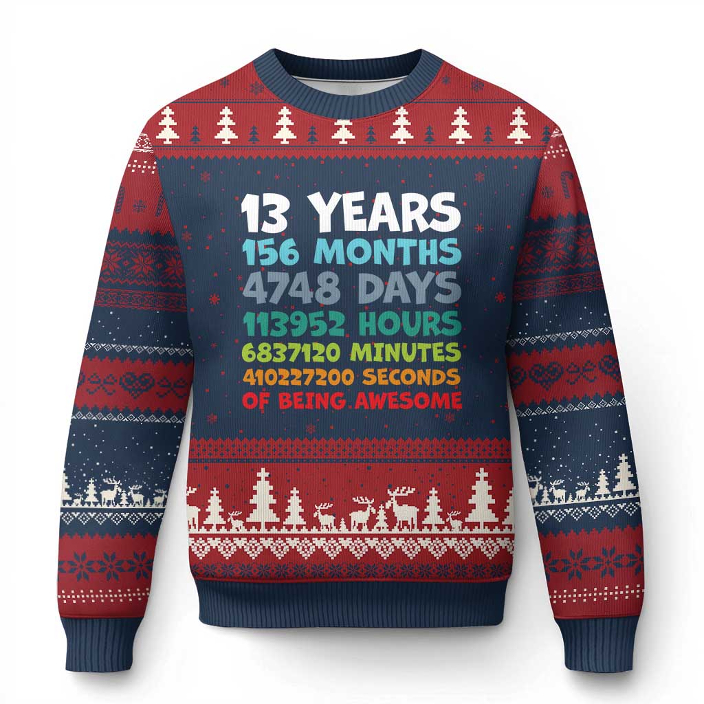 13th Birthday Ugly Christmas Sweater 13 Year Old Bday Gifts Son Boy 13yr TS10 Navy Red Print Your Wear