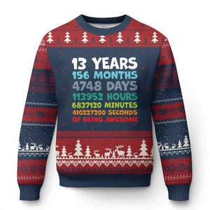 13th Birthday Ugly Christmas Sweater 13 Year Old Bday Gifts Son Boy 13yr TS10 Navy Red Print Your Wear
