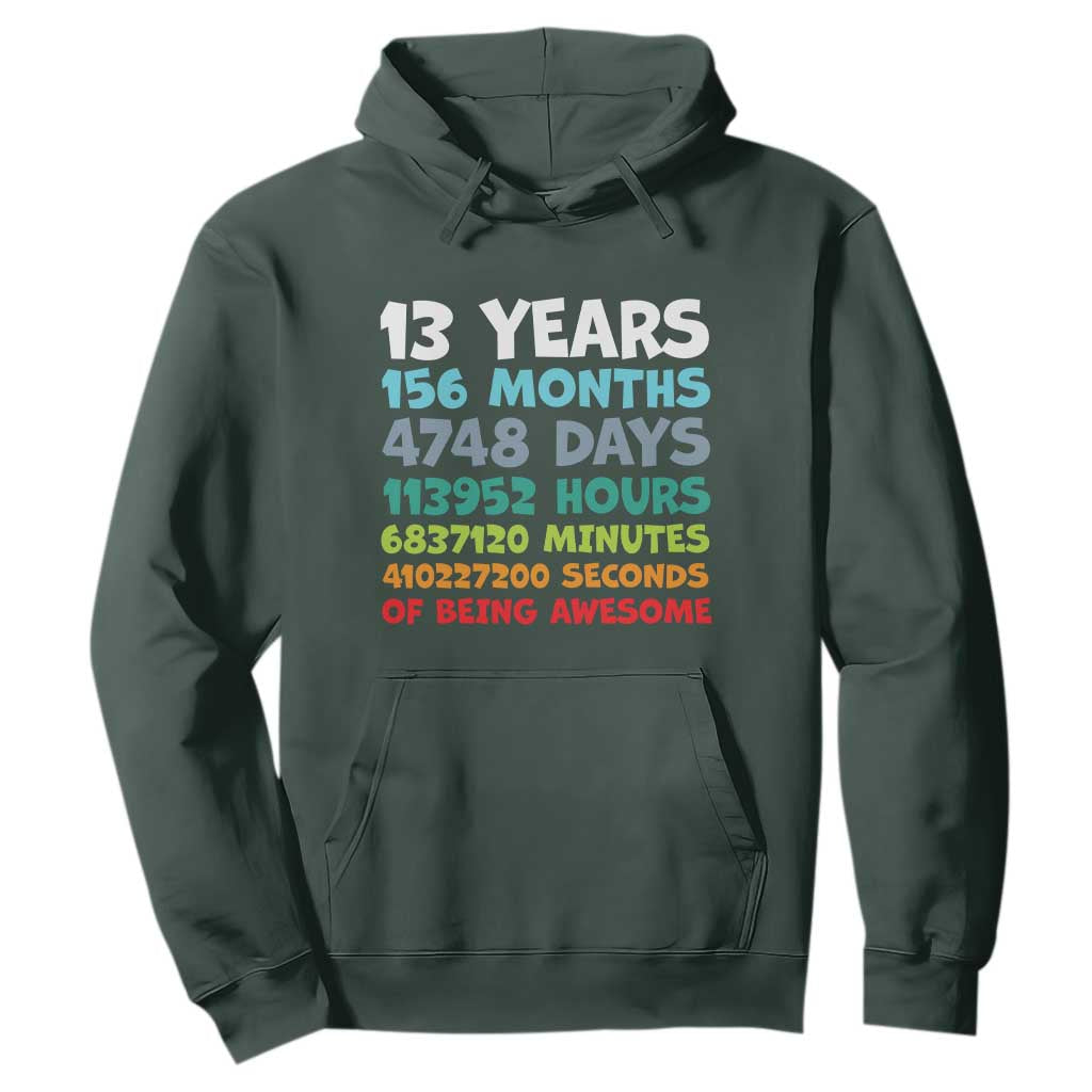 13th Birthday Hoodie 13 Year Old Bday Gifts Son Boy 13yr TS10 Dark Forest Green Print Your Wear