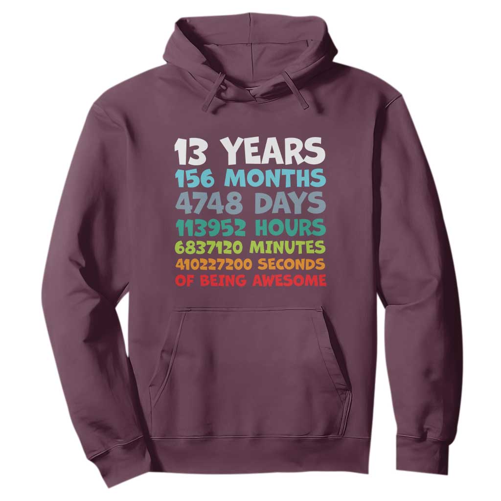 13th Birthday Hoodie 13 Year Old Bday Gifts Son Boy 13yr TS10 Maroon Print Your Wear