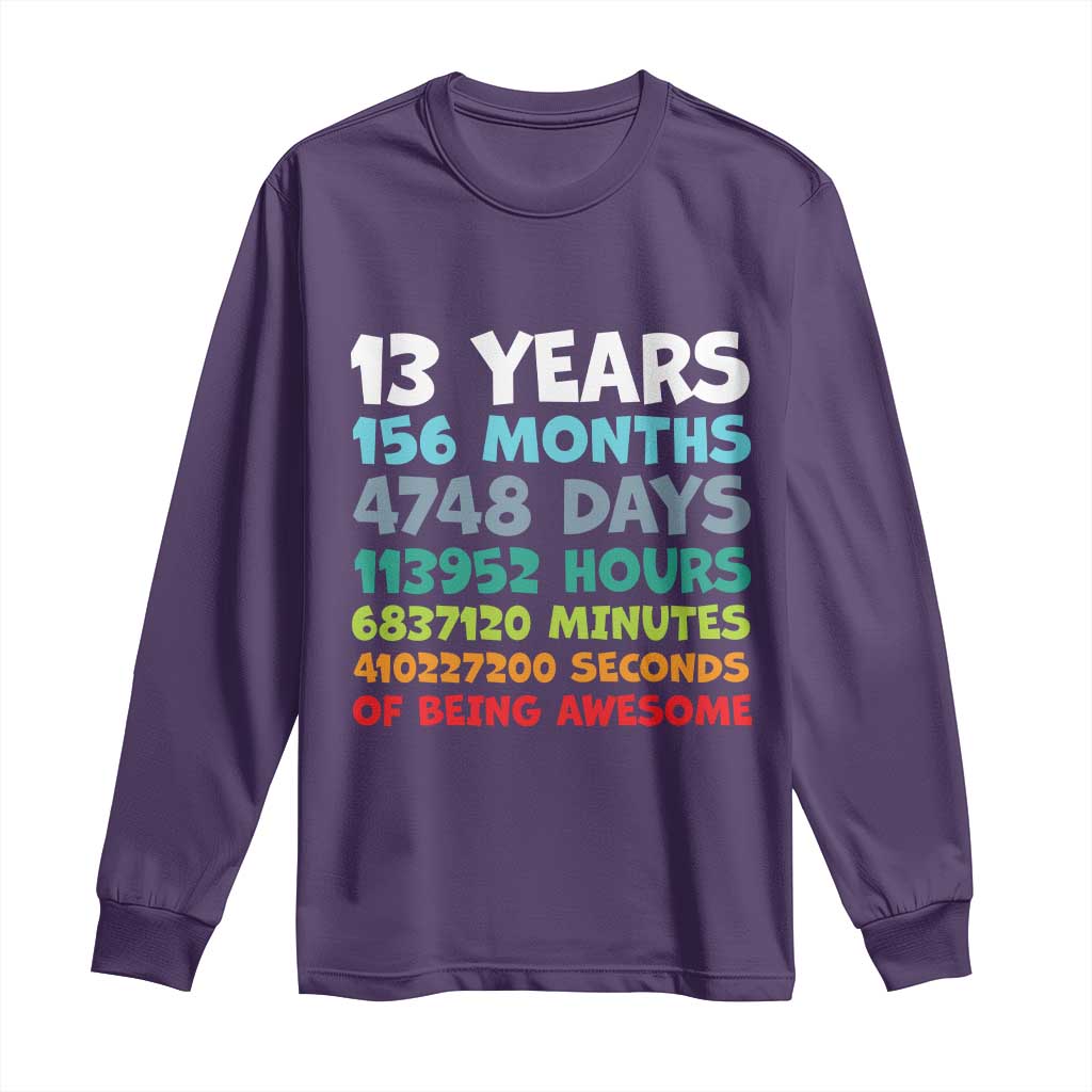 13th Birthday Long Sleeve Shirt 13 Year Old Bday Gifts Son Boy 13yr TS10 Purple Print Your Wear