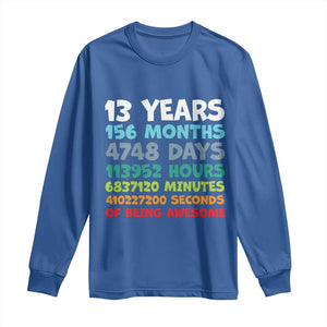 13th Birthday Long Sleeve Shirt 13 Year Old Bday Gifts Son Boy 13yr TS10 Royal Blue Print Your Wear