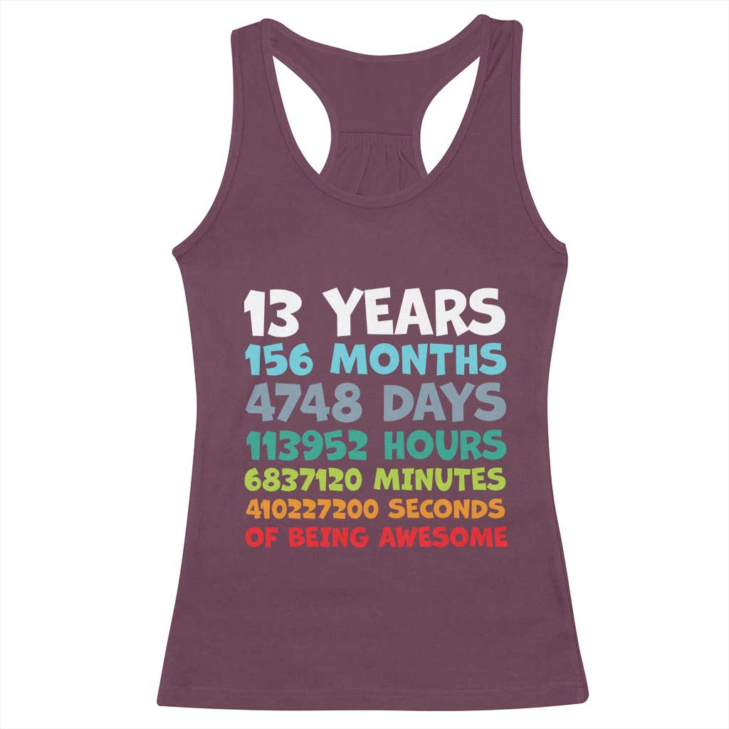 13th Birthday Racerback Tank Top 13 Year Old Bday Gifts Son Boy 13yr TS10 Maroon Print Your Wear
