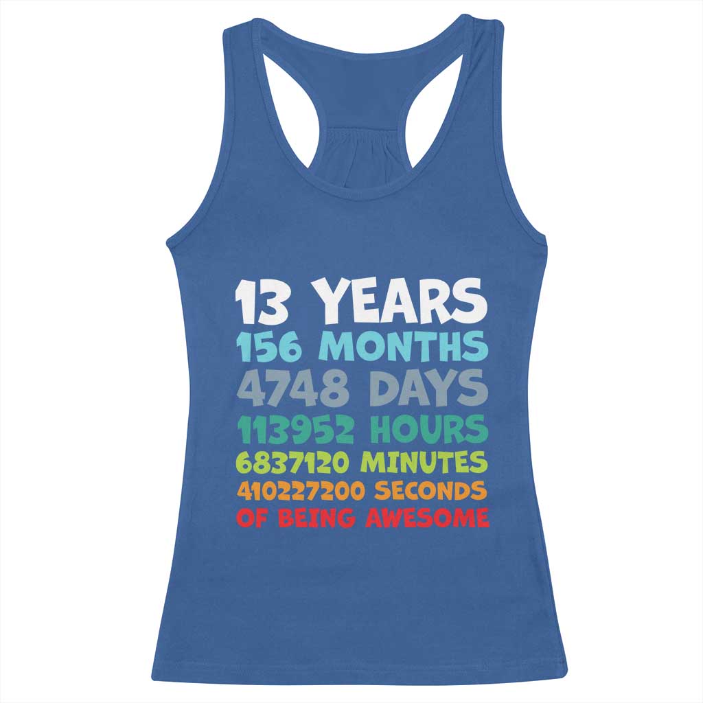 13th Birthday Racerback Tank Top 13 Year Old Bday Gifts Son Boy 13yr TS10 Royal Blue Print Your Wear