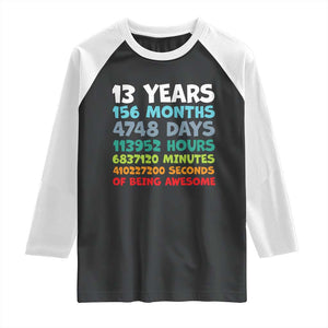 13th Birthday Raglan Shirt 13 Year Old Bday Gifts Son Boy 13yr TS10 Black White Print Your Wear