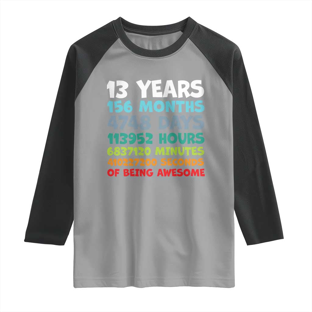 13th Birthday Raglan Shirt 13 Year Old Bday Gifts Son Boy 13yr TS10 Sport Gray Black Print Your Wear