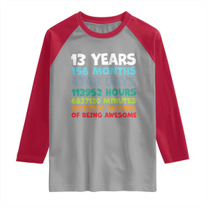 13th Birthday Raglan Shirt 13 Year Old Bday Gifts Son Boy 13yr TS10 Sport Gray Red Print Your Wear