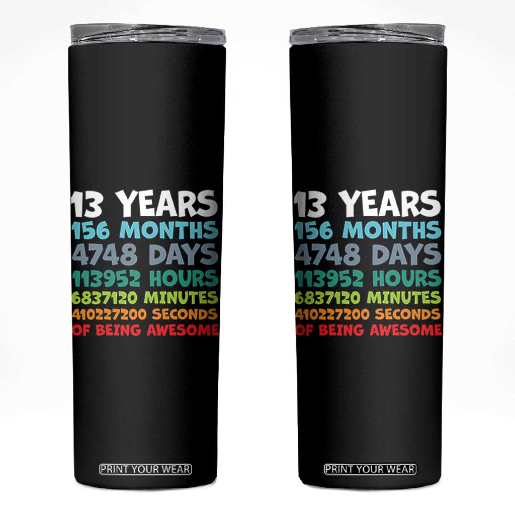 13th Birthday Skinny Tumbler 13 Year Old Bday Gifts Son Boy 13yr TS10 Black Print Your Wear