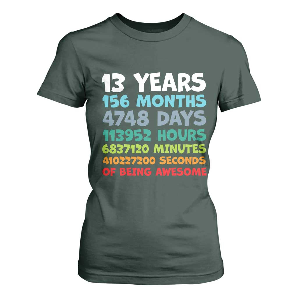 13th Birthday T Shirt For Women 13 Year Old Bday Gifts Son Boy 13yr TS10 Dark Forest Green Print Your Wear