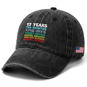 13th Birthday Washed Cotton Baseball Cap 13 Year Old Bday Gifts Son Boy 13yr TS10 Print Your Wear